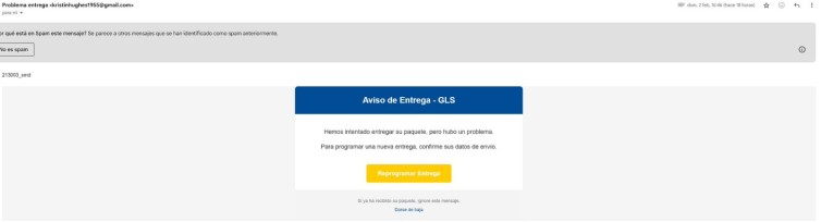 Aviso de entrega falso