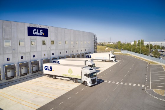 GLS delivery van out on its round in the business district