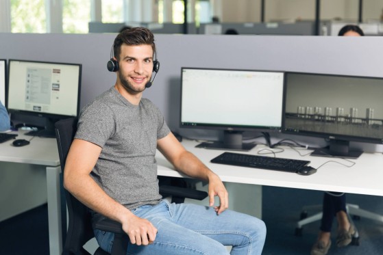 Man from customer service ready for help customeres